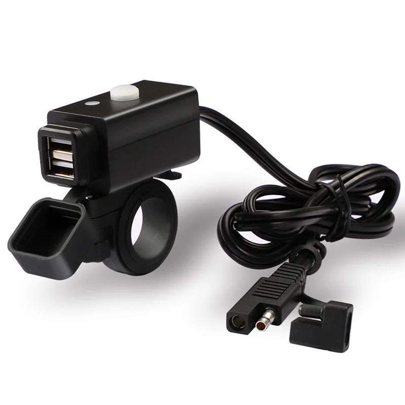 Adaptador de cargador USB para motocicleta resistente al agua 3.1A con fusible de 10A, Cable conector de junta tórica para teléfono, tableta, GPS