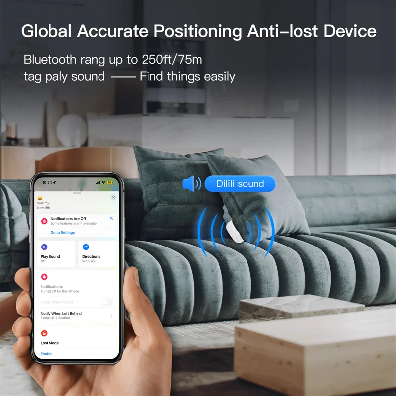 Rastreador de alarma inteligente con Bluetooth, dispositivo antipérdida, compatible con Find My APP, localizador de reemplazo de etiquetas de Iphone, clasificación MFI - imagen 4
