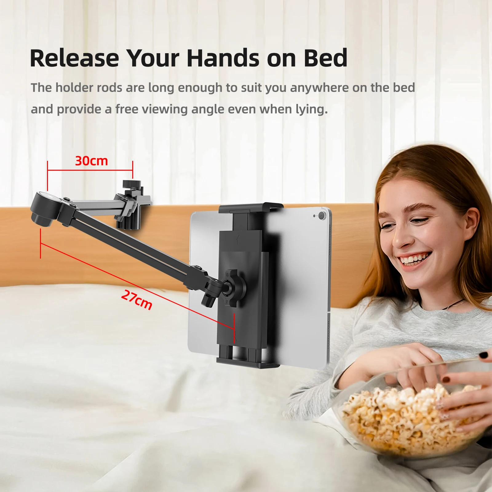 Brazo mecánico de tres secciones para tableta, soporte de metal para teléfono móvil, mesita de noche, soporte cantilever para ipad, vídeo de escritorio, tipo universal - imagen 4