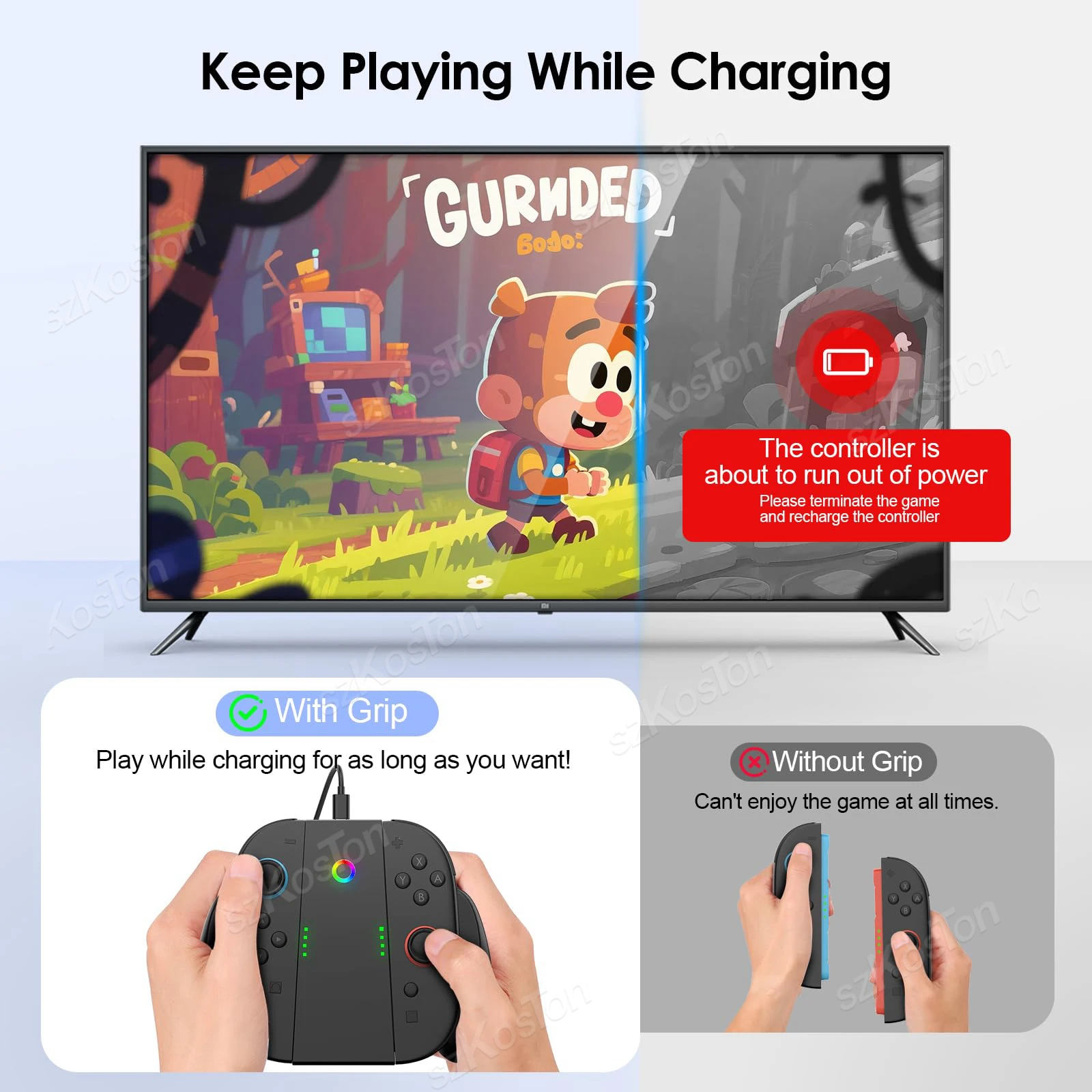 Agarre de carga magnético para controladores JoyCon Switch 2, diseño de comodidad mejorado, juego mientras el cargador para accesorios de juegos Switch 2 - imagen 4