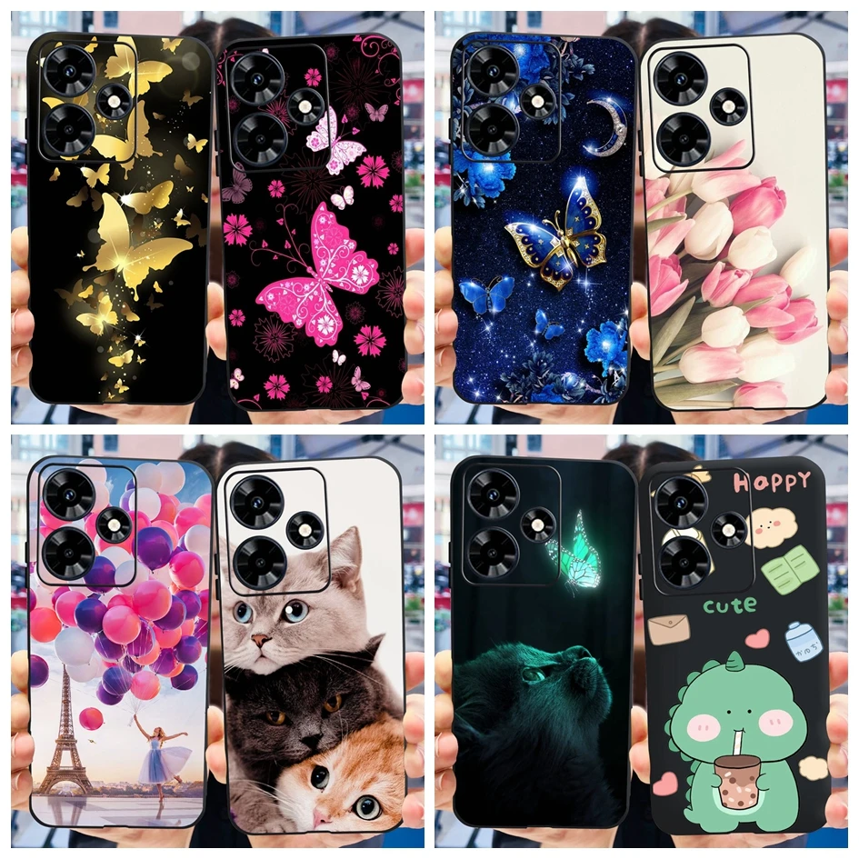 Funda trasera de silicona suave para Infinix Hot 30 Play Hot30 Hot30i, cubierta de teléfono con dibujos animados de tulipán, elegante, NFC