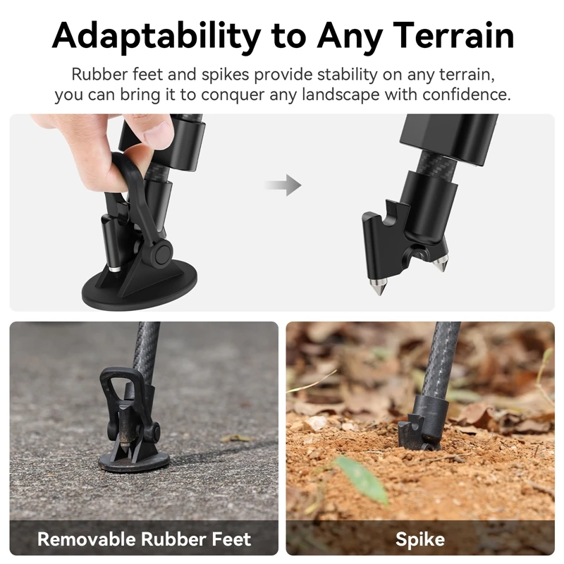 Ulanzi-pata de trípode de fibra de carbono, Base de bola estándar de 75mm, carga de 25kg - imagen 5