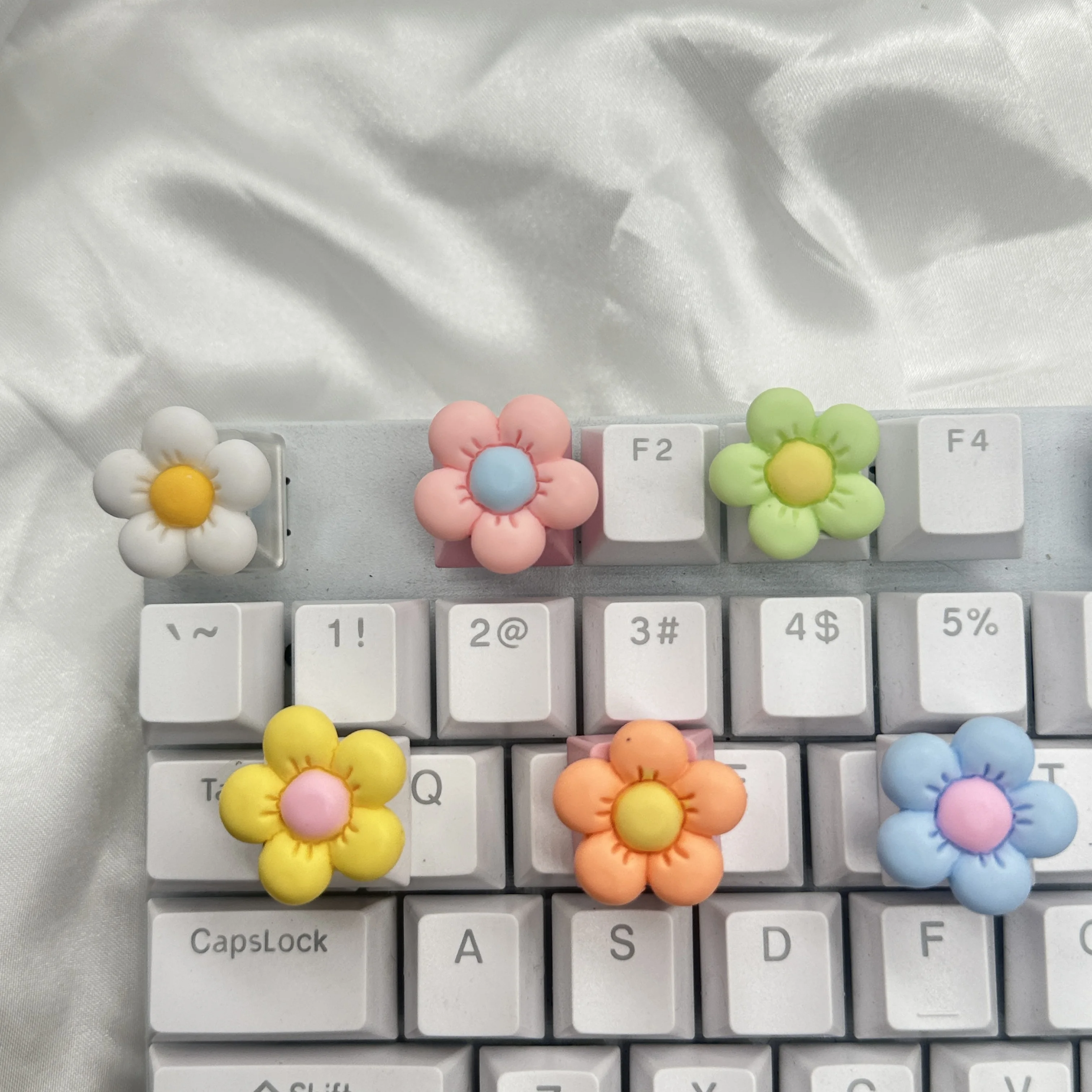 Nuevo teclado mecánico de eje transversal rosa púrpura flor transparente de alta calidad con teclas reemplazadas altura R4