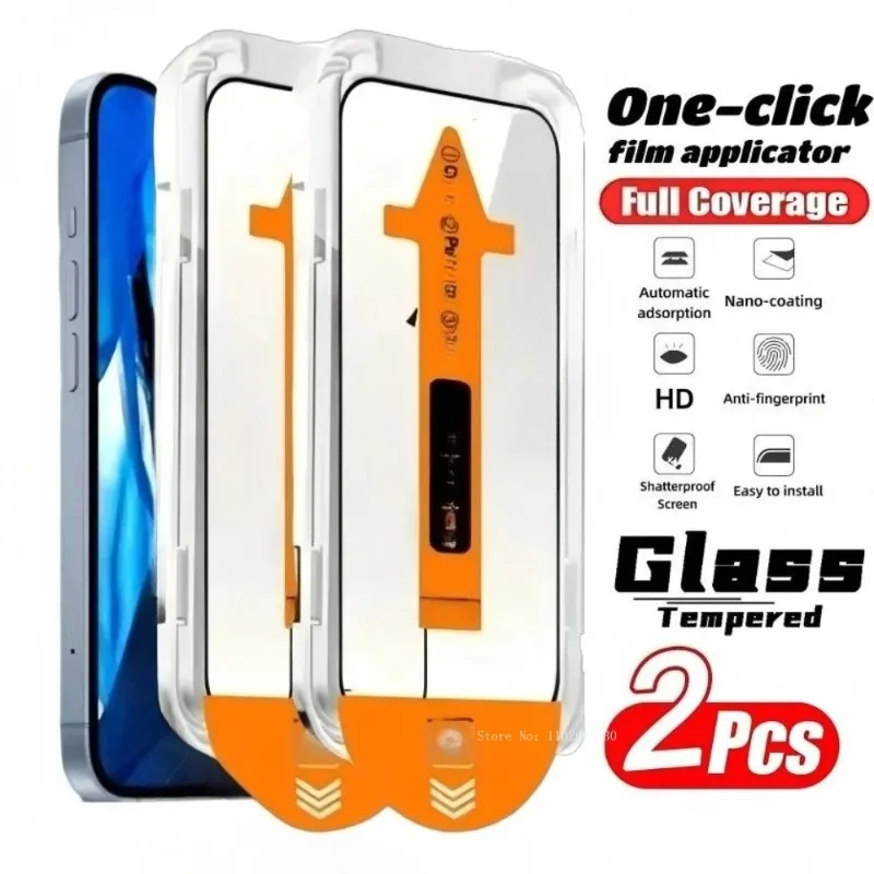 Protector de pantalla antiarañazos para IPhone 17 16 15 14 Pro Max 16e 15 14 Plus 13 12 11 Pro, vidrio templado HD sin polvo, 2 uds.