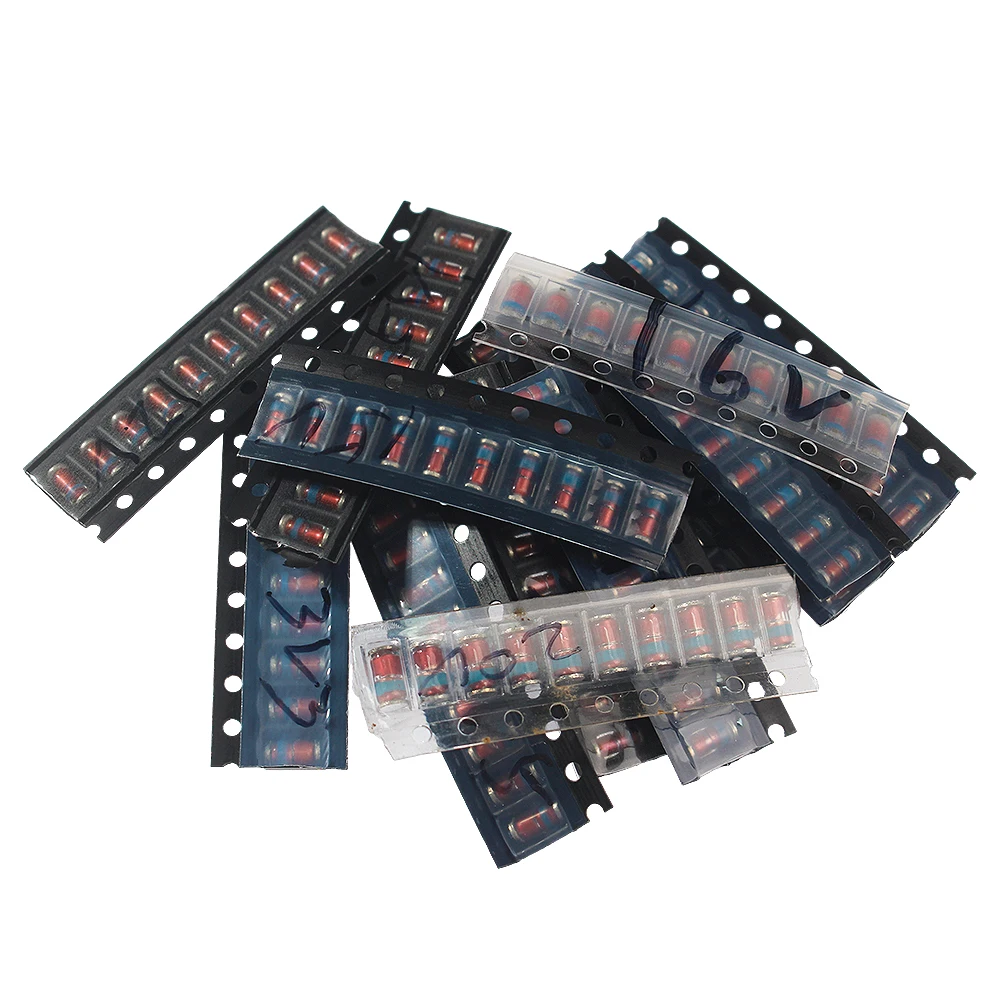 Kit de diodos Zener SMD LL41 de 1W, 3,3 V ~ 36V, 13 valores x 10 piezas = 130 piezas, 1W, kit surtido de diodos reguladores de voltaje de 4,7 V, 5,1 V, 6,8 V y 7,5 V - imagen 5