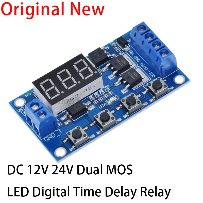 DC 12V 24V Dual MOS LED relé de retardo de tiempo Digital disparador temporizador de ciclo interruptor de retardo placa de circuito módulo de Control de sincronización DIY