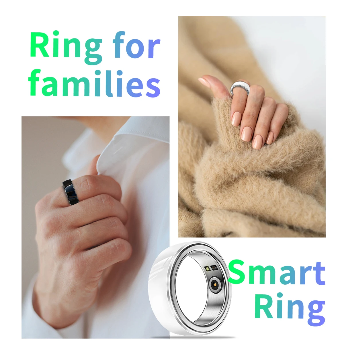 Anillo inteligente para hombre y mujer, frecuencia cardíaca, presión arterial, oxígeno, prueba de sueño, conteo de pasos de acero inoxidable, anillos de dedo multideportivos, regalos - imagen 3