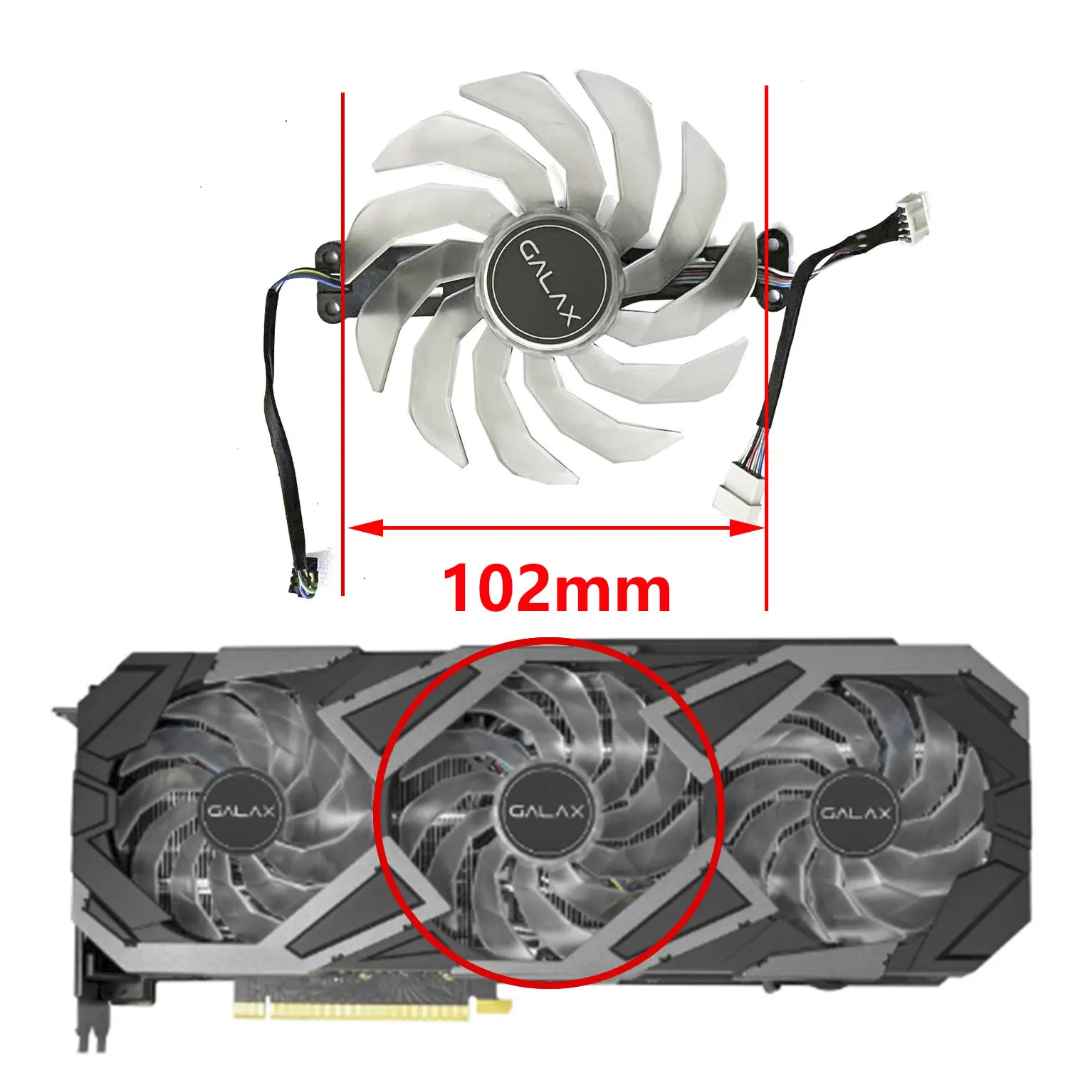 Ventilador de tarjeta de vídeo de 92MM TH9215S2H-PDB03 102MM TH1015S2H-PBA01 para KFA2 GALAX RTX 3070 3080 3070Ti 3080 Ti EX ventiladores de repuesto para jugadores - imagen 4