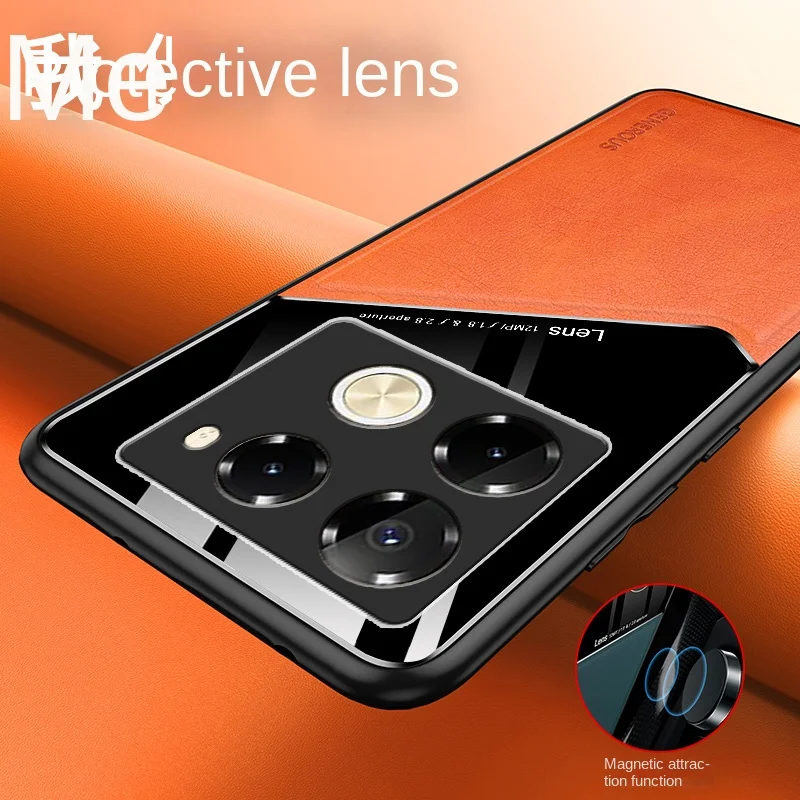Funda trasera protectora magnética con textura de cuero suave para Infinix Note 40 Pro Plus, carcasa de lujo - imagen 2