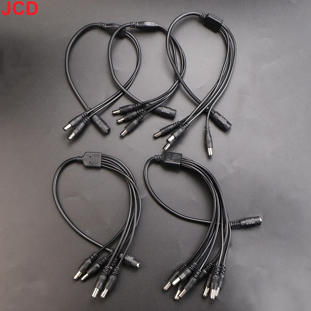 JCD 5,5*2,1mm 1 a 2/3/4/5/6/8 vías Cable divisor de corriente CC 5V 12V Cable conector adaptador de corriente para tira de luces LED cámara CCTV - imagen 4