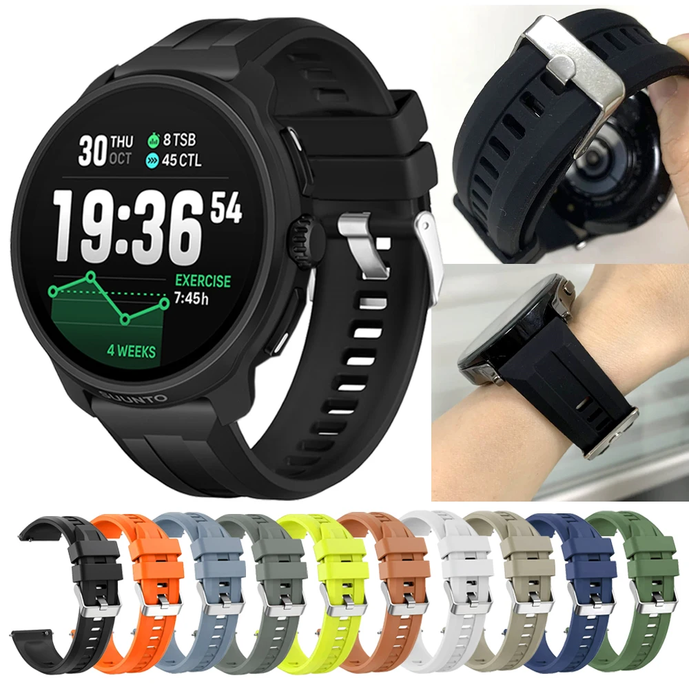 Correa de muñeca de silicona de 22mm para SUUNTO RUN/RACE 2/S 5 9 PEAK, correa de reloj para SUUNTO 9 PEAK PRO DLC, pulsera deportiva VERTICAL OCEAN
