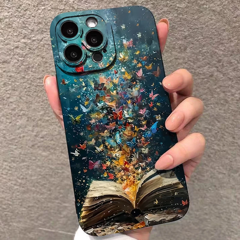 Para Xiaomi Poco F7 F6 F5 5G Funda bonita mariposa gato diseño de estantería Funda de silicona mate para Poco X7 X6 X5 X3 M6 Pro Funda suave