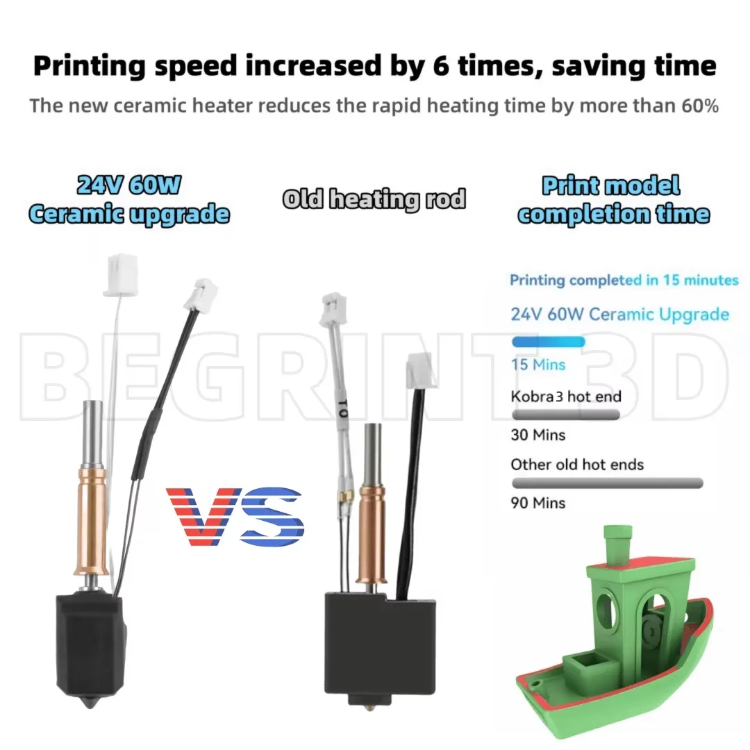 Kit Hotend mejorado para Anycubic Kobra 3 Bi metal Heatbreak Hot End 24V 60W tubo calefactor termistor para Anycubic Kobra 3 Combo - imagen 3