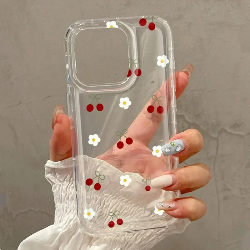 Funda de teléfono bonita cereza y Margarita para iPhone 16 15 14 13 12 11 Pro Max X XR 7 8 Plus funda de silicona transparente a prueba de golpes - imagen 3
