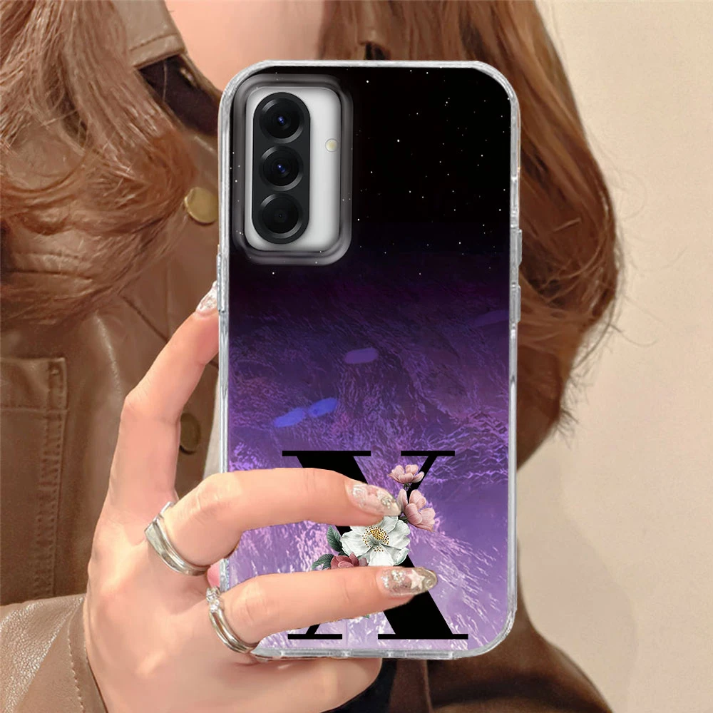 Para Samsung Galaxy A56 A16 A26 A36 A13 artístico negro letra flor teléfono caso pareja cubierta a prueba de golpes Fundas parachoques samsunga56 - imagen 4