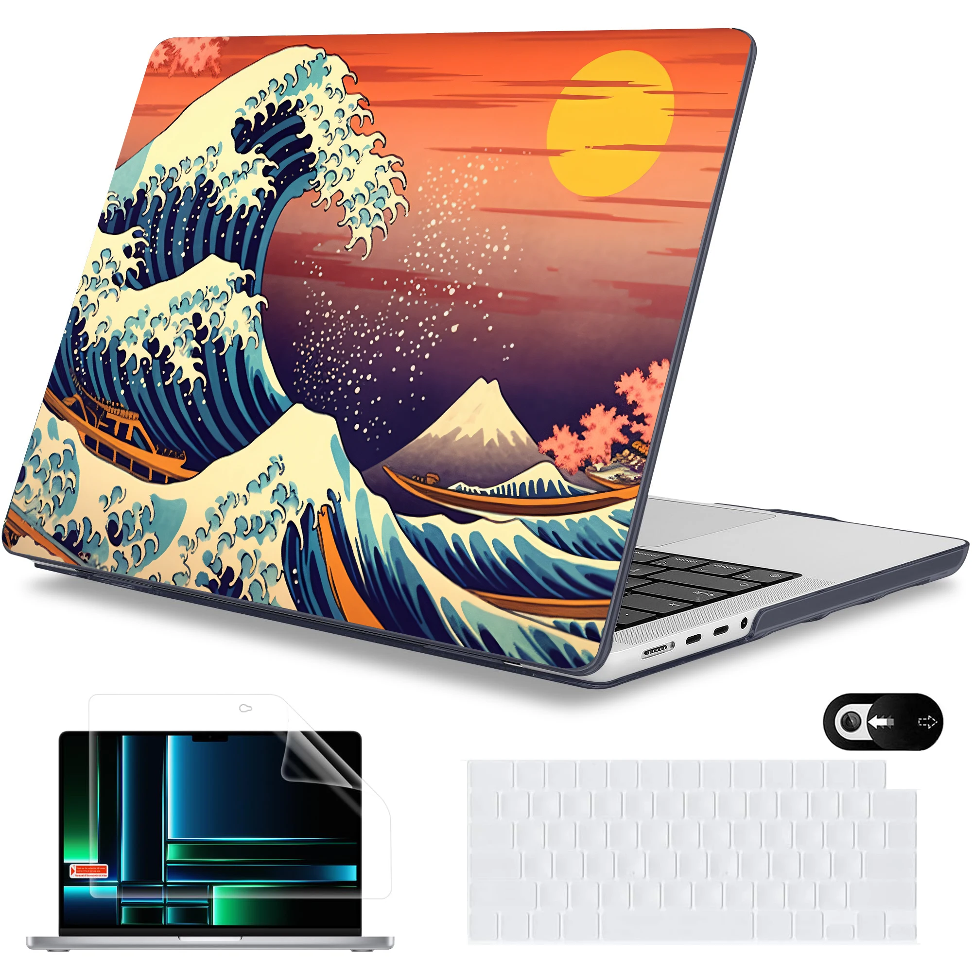 Funda de portátil para MacBook Pro 13 14 16 M1 M2 M3 para MacBook Air 15 M4 2025 funda M3 Air 15,3 13,6 carcasa dura con estampado de puesta de sol - imagen 2