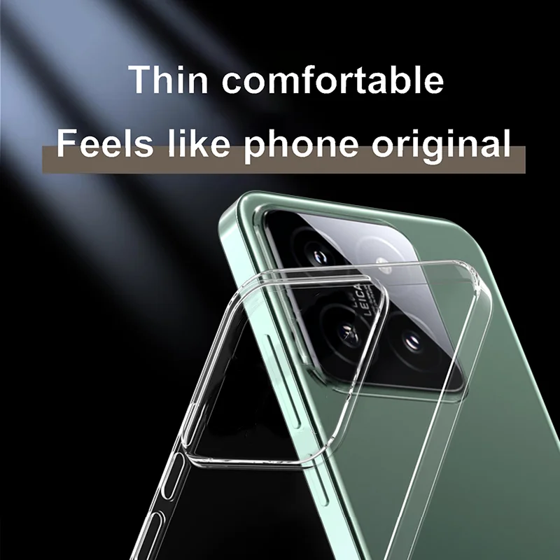 Funda ultrafina de silicona de Color sólido con almohadilla delgada, funda transparente suave para xiaomi 14 pro, funda trasera de cristal a prueba de golpes, funda exterior - imagen 2