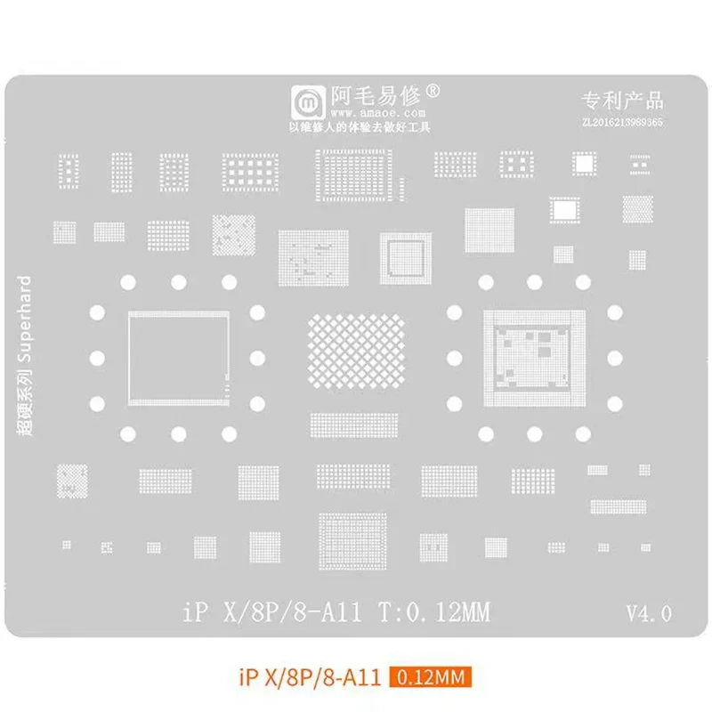 AMAOE Plantilla de colocación de bola multiusos, herramienta de Red de colocación de estaño de soldadura BGA para IPhone 6, 7, 8, X, 11, 12, 13, 14 Series - imagen 5