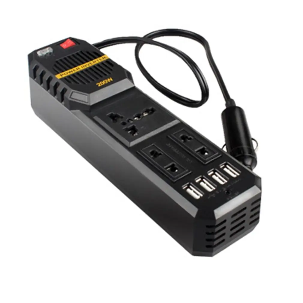 Inversor de corriente portátil para coche, convertidor de cargador, adaptador Universal, accesorios, salida USB, 200W, cc 12V a CA 220V
