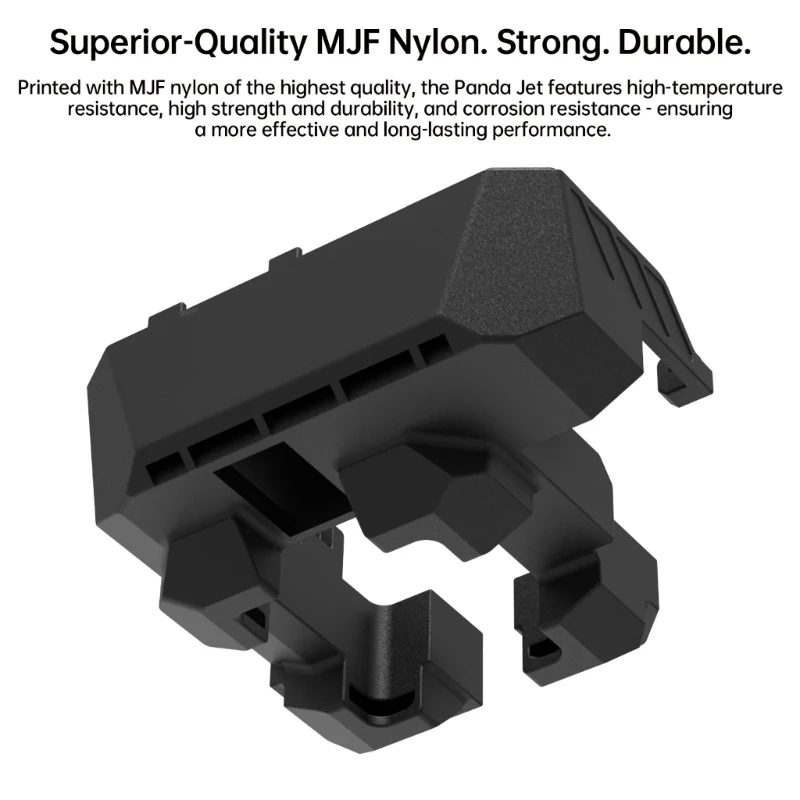 Un objeto negro con las palabras Nylon MFJ de calidad superior fuerte y duradera impresa en él