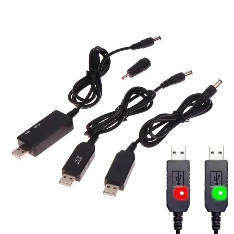 1 Juego de Cable USB de 5V a 12V, convertidor de refuerzo, Cable elevador para ventilador de módem de enrutador Wifi, conector de Cable de WiFi a Powerbank de 5,5x2,1mm