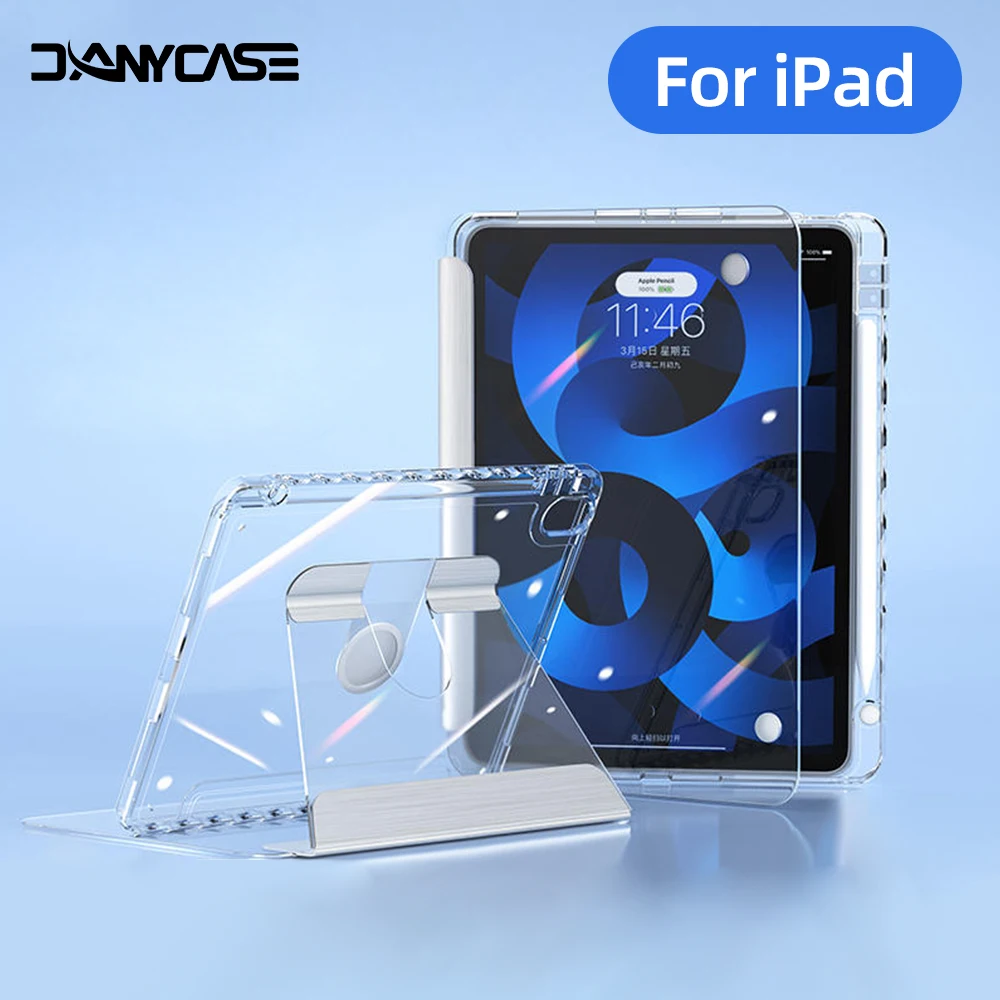 360 °   Funda transparente con rotación para tableta iPad Air 4/5 10,9, funda para iPad 10th 10,9 7/8/9th 10,2 5/6th 9,7 Pro 11 12,9 Mini 6