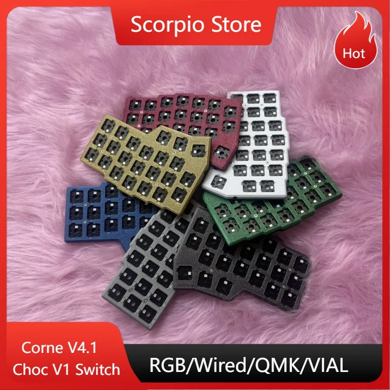 Corne Crkbd V4.1 Teclado mecánico dividido de perfil bajo interruptor CHOC teclado separado con cable personalizado RGB Kit de intercambio en caliente QMK/VIAL