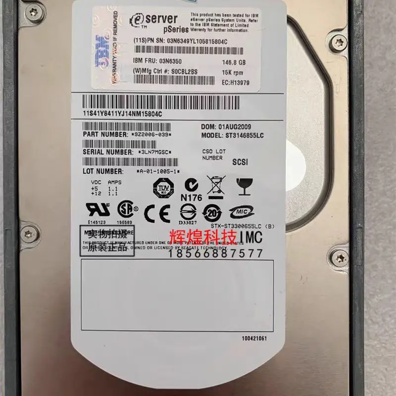 IBM 3279 03n 5285 03n 6351 03n 6350 03n 6352 146g 15K Disco duro SCSI