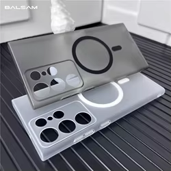 Funda de carga inalámbrica magnética Magsafe, ultrafina, mate, transparente, para Samsung Galaxy S25 S24 S23 S20FE S22 Ultra Plus, funda dura para PC