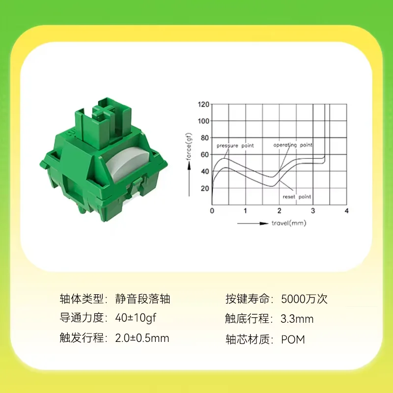 OUTEMU-interruptor silencioso verde plátano, interruptores táctiles sin sonido de 5 pines para teclado mecánico personalizado DIY, Kit de interruptor de oficina para juegos de PC - imagen 3