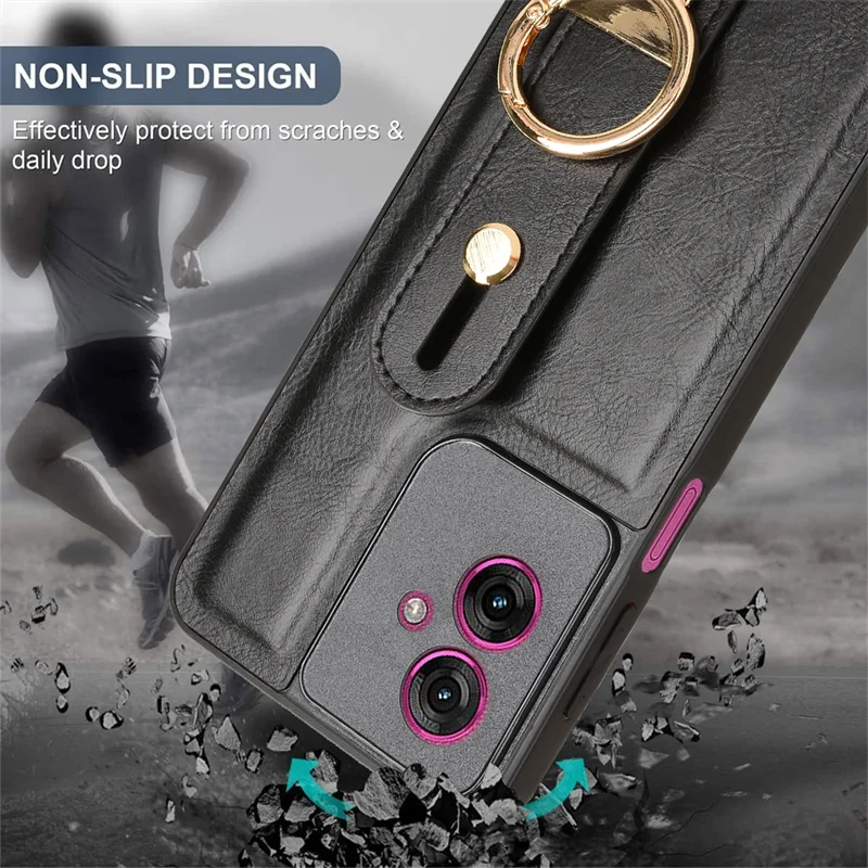 Funda de cuero con soporte de pulsera de lujo para Motorola Moto G35 G55 G45 G85 5G con abridor de anillo Coque Fundas Capa - imagen 5
