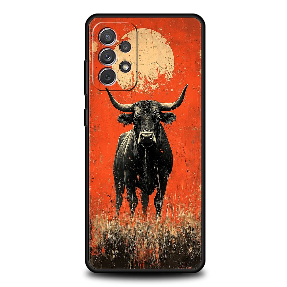 Funda de teléfono para Samsung Galaxy A15 A13 A35 A55 A51 A71 A41 A31 A21S A03S A05 A17 A23 A25 A33 A53 A73 5G A07 4G Cover Bull Animal - imagen 2
