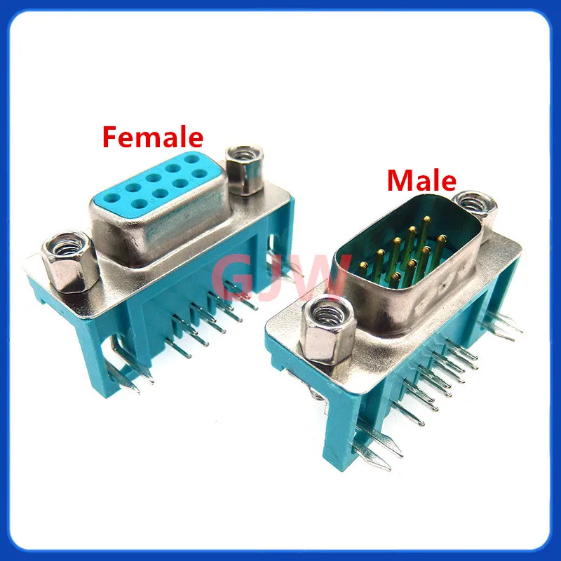 10 Uds DB9 hembra macho PCB montaje D-Sub 9 pin PCB conector RS232 aguja doblada de 90 grados DR9 nuevo caliente - imagen 5