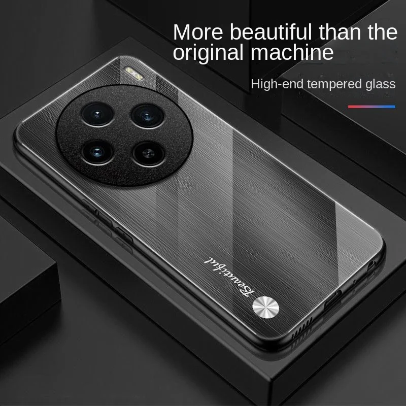 Para VIVO X200 Pro funda protectora trasera de gradiente de vidrio templado duro a la moda para VIVO X200 X100 Pro X100Ultra Shell