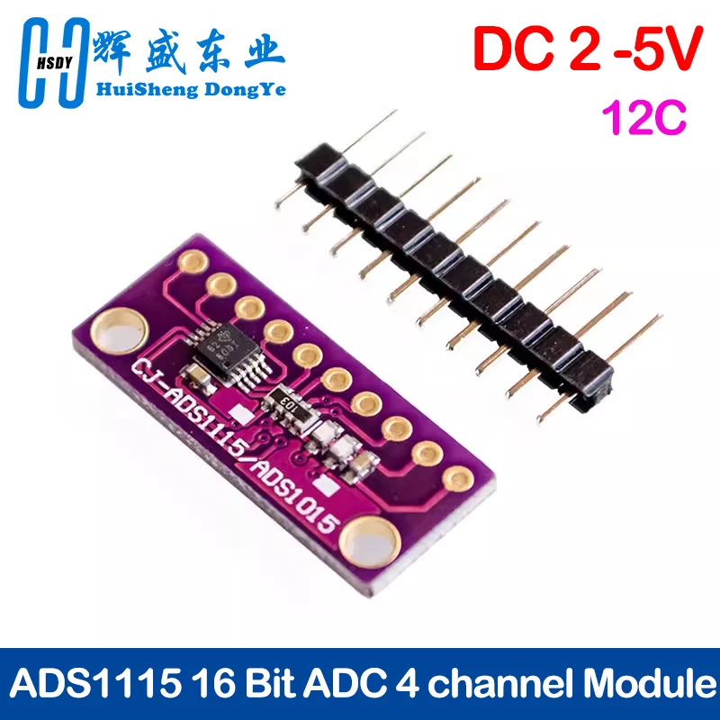Módulo ADS1115 I2C de 16 bits, placa de desarrollo ADC de precisión de 4 canales, amplificador de ganancia profesional de 2,0 V a 5,5 V para Arduino