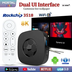 2025 nuevo T1 Ultra Android 16 Smart Tv Box compatible con Dual Wifi2.4G/5,8G 8K HD Streaming Media Player interfaz Dual-Ui Google BT5.0