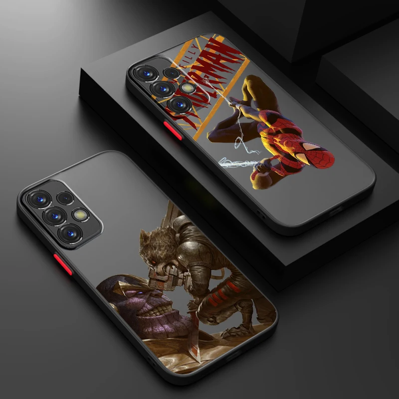 Spider Man Iron Man Thanos funda translúcida esmerilada para teléfono Samsung Note 20, A35, A03, A54, A31, A22, A34, A14, A24, A04, A55, 5G, TPU - imagen 2