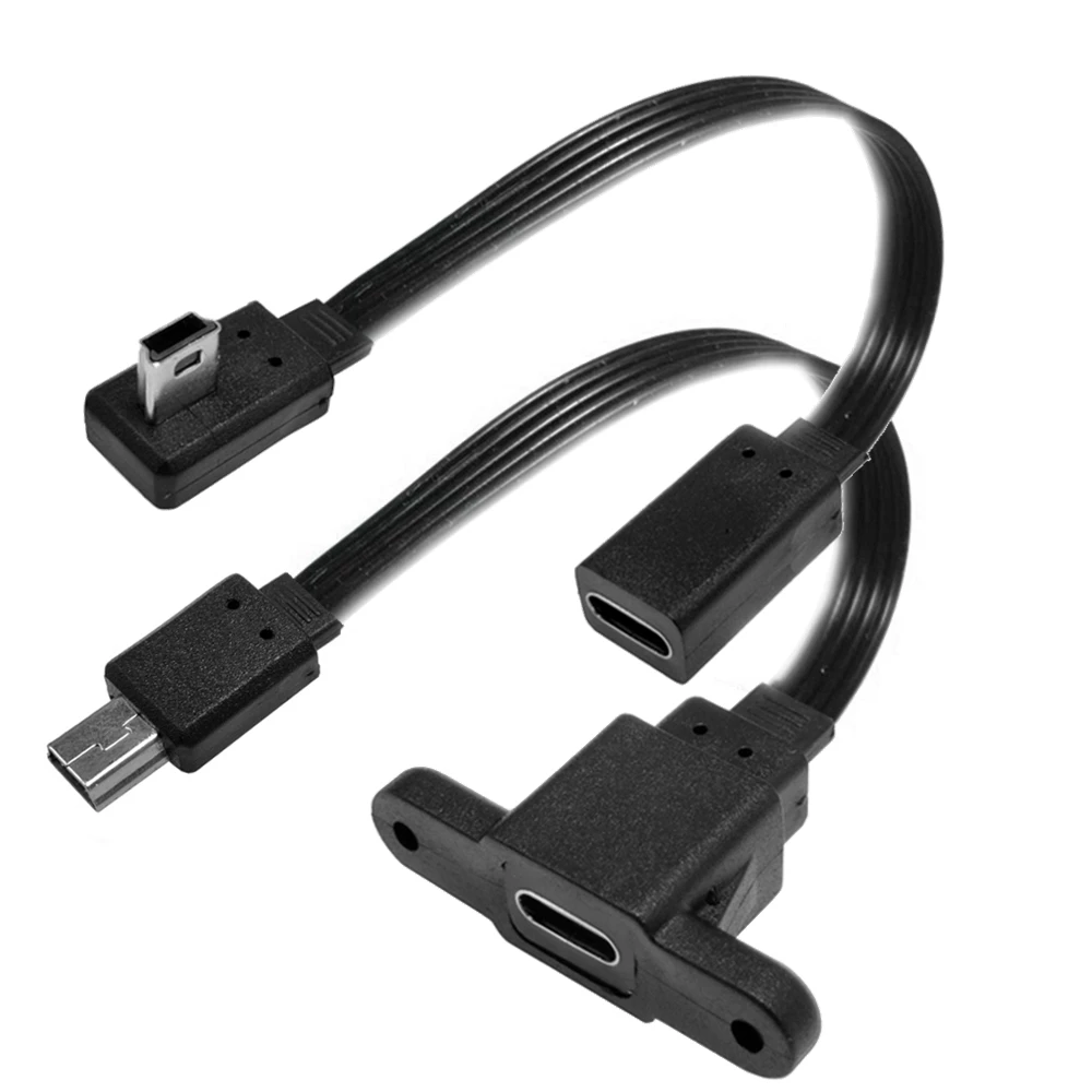 10cm 20CM Neue Mini USB izquierda derecha arriba abajo Stecker auf typ-c Weiblichen Lade Kama adaptador Kabel