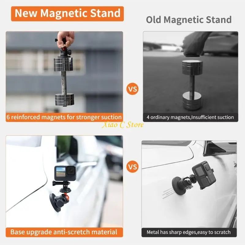 Montaje cámara magnética cabeza giratoria Y1AE 360 con trípodes aleación aluminio 1/4 para acción accesorio - imagen 5