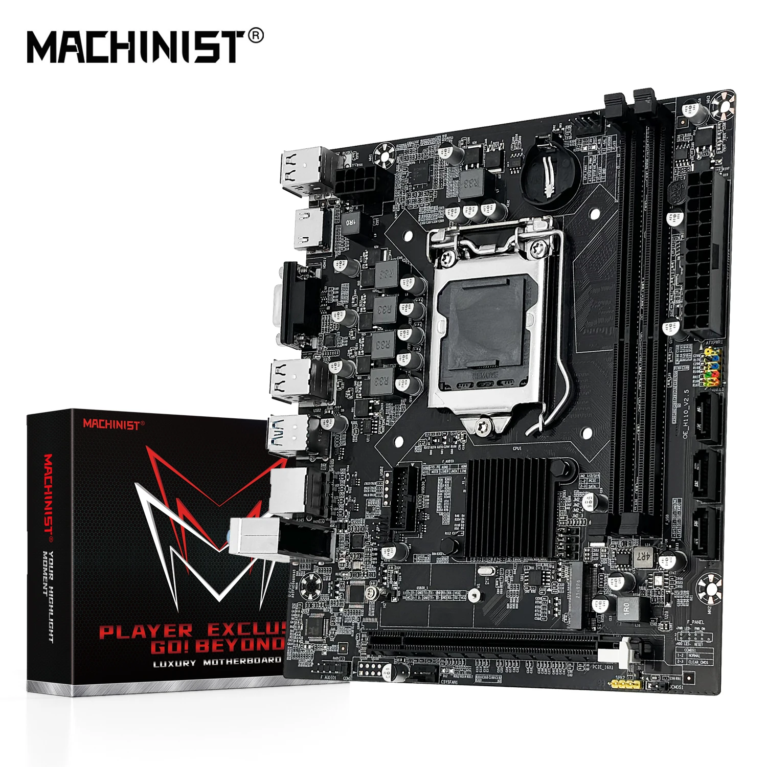 La placa base MACHINIST H110 admite CPU Intel Core LGA 1151 DDR4 RAM y M.2 NVME SDD VGA HDMI