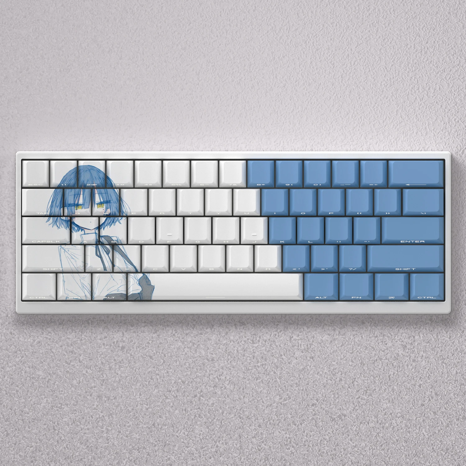 Teclas de 98 teclas Ryo Yamada blanco azul PBT sublimación de tinte cereza altura retroiluminación de impresión lateral para teclado mecánico AULA F75 PC