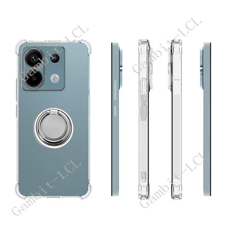 Para Xiaomi Redmi Note 13 Pro 5G Global Poco X6 5G soporte de anillo trasero funda de teléfono silicona suave TPU Original a prueba de golpes - imagen 2