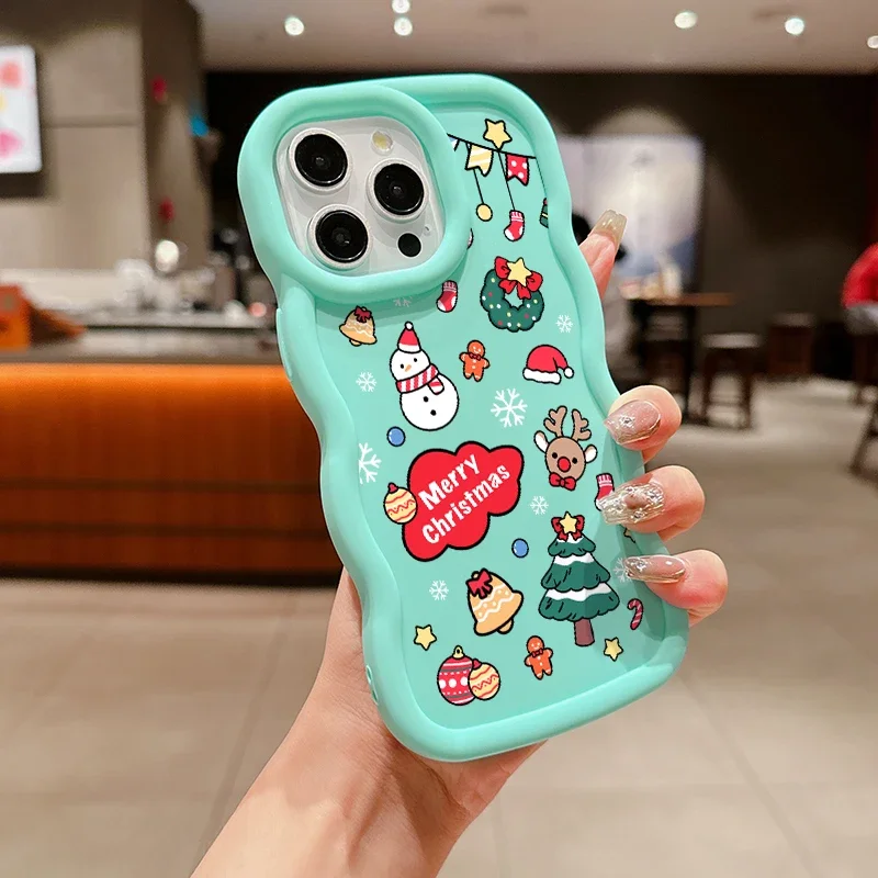 Funda Candy Wave Feliz árbol de Navidad para iPhone 17 Pro 17 Air 16e 16 15 14 13 12 PRO MAX Plus silicona a prueba de golpes - imagen 4