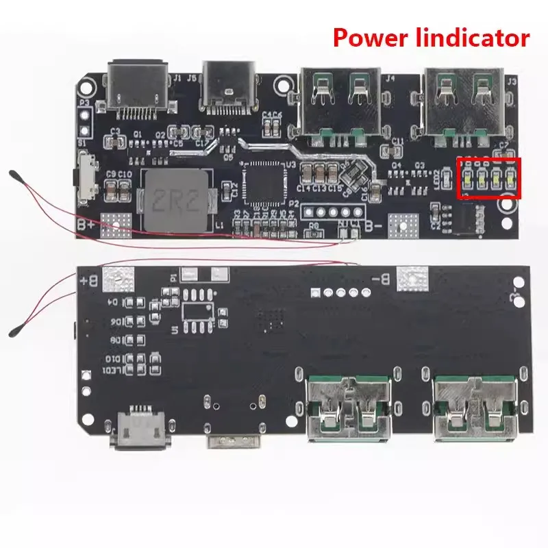 Banco de energía de 22,5 W, placa de circuito de módulo de potencia móvil de carga rápida bidireccional de 5 puertos, conjunto de placa base diy QC4 + PD3.0 - imagen 2
