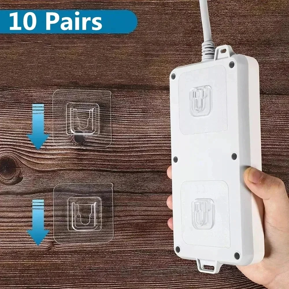 Organizador de cables, ganchos de pared adhesivos de doble cara, colgador con ventosa, soporte de almacenamiento de pared, Clips de gestión de cables, 1/5/10 Uds. - imagen 4