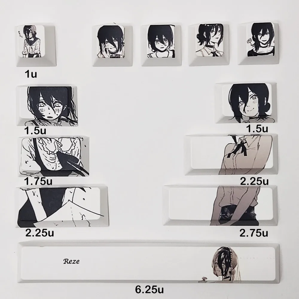 Reze Keycaps Cherry Profile PBT sublimación motosierra hombre Keycaps 12 teclas dibujos animados Anime juego Jinx Frieren tapas de teclado personalizadas - imagen 2