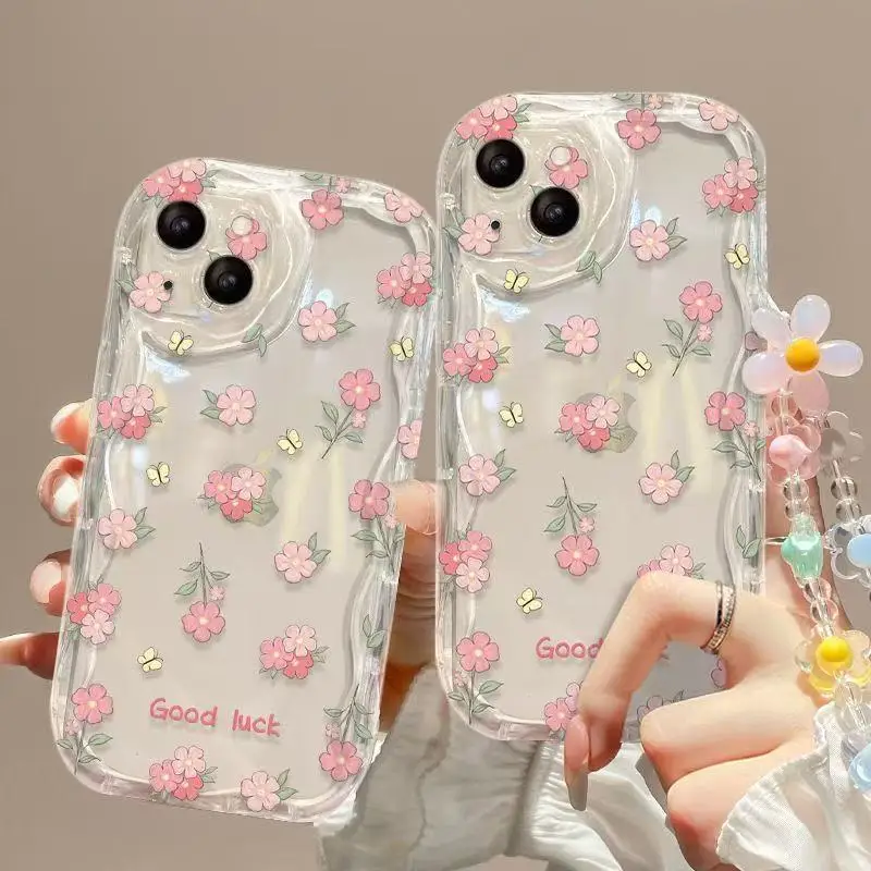 Funda con flor de mariposa para Huawei P30 P40 Lite Nova Y7A 13 7i 9 11 7 12 10 SE Y70 Y90 Pura 70 Pro 5T Y9S Y9 Prime cubierta de cadena