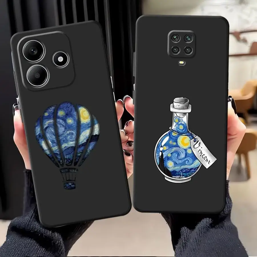 Funda de teléfono suave negra para Xiaomi Redmi Note 10S 11s 9S 7 8 9 10 11 12 Pro 12s 13 14 Pro Plus Van Gogh Creatividad - imagen 3