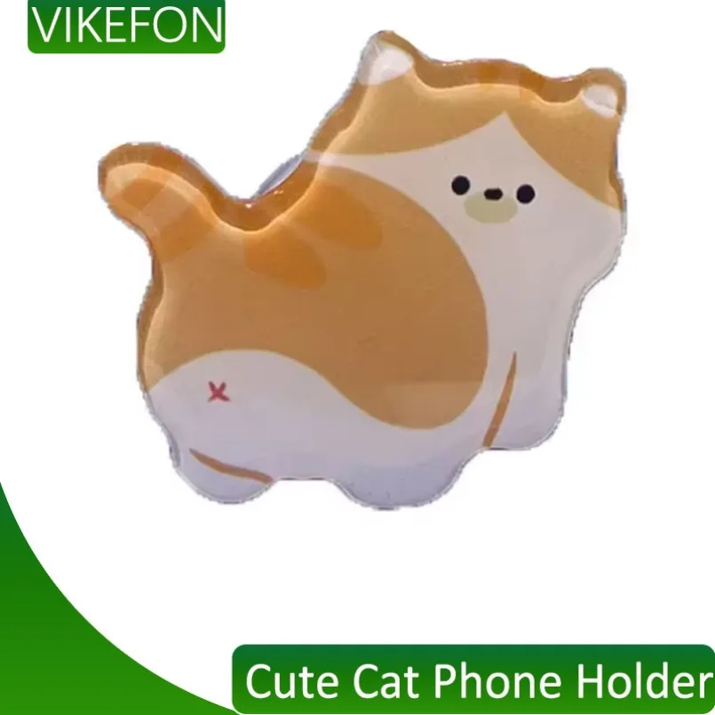 Soporte Universal para teléfono con Airbag de gato de dibujos animados, soporte perezoso portátil creativo, soporte de Airbag elástico adhesivo transparente