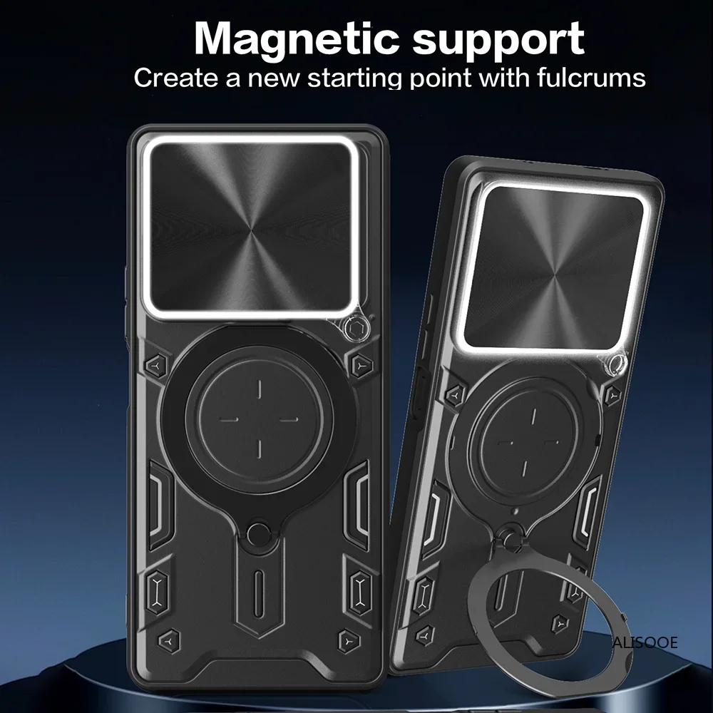 Funda de cámara deslizante para Xiaomi 14T Pro, Funda de armadura con lente deslizante, soporte de anillo magnético, Funda de teléfono para Xiaomi Mi 14T Capa - imagen 2